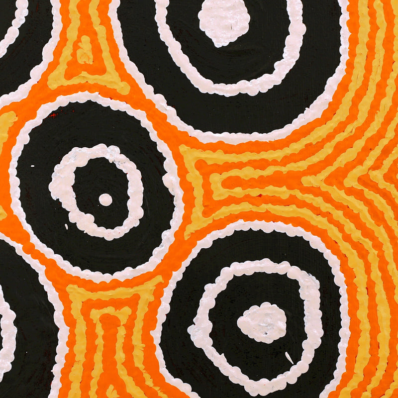 Aboriginal Artwork by Simone Nampijinpa Brown, Ngapa Jukurrpa (Water Dreaming) - Puyurru, 30x30cm