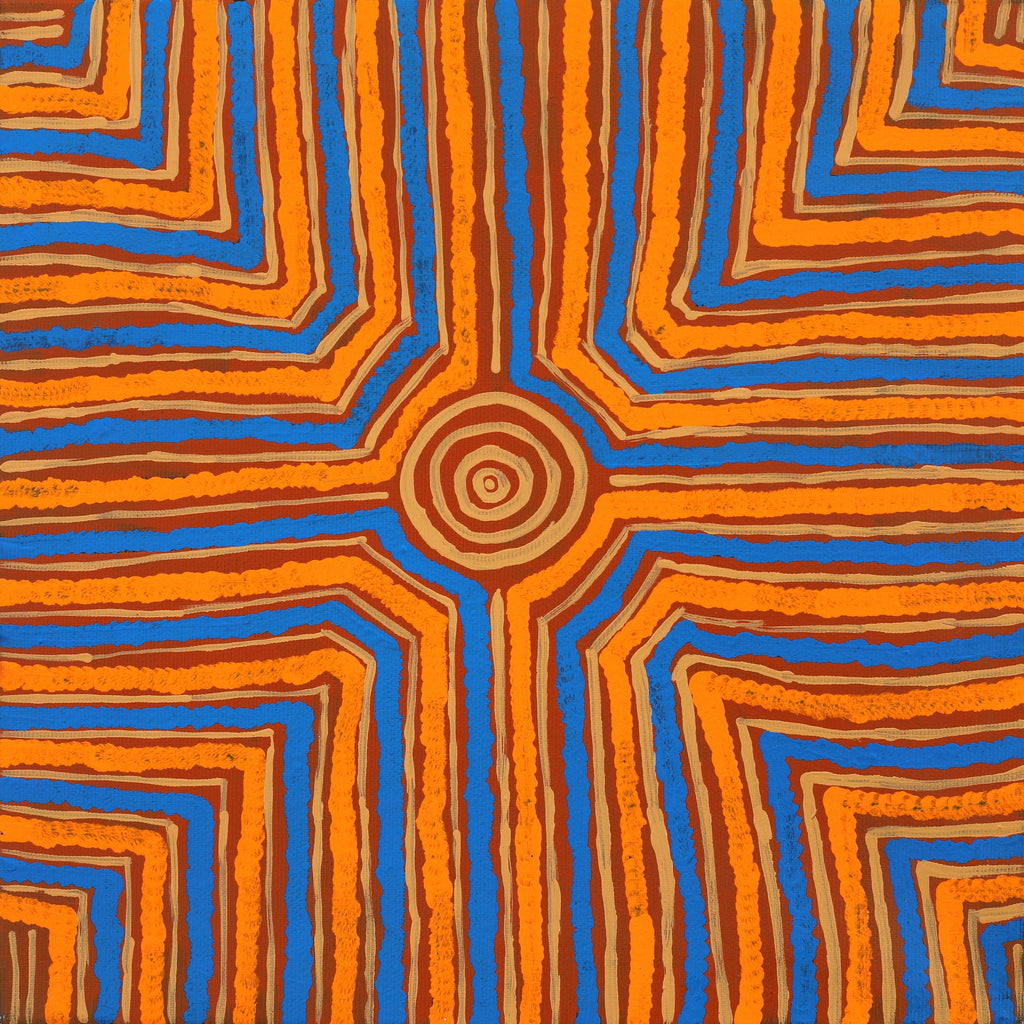 Aboriginal Artwork by Steven Jakamarra Oldfield, Warna Jukurrpa (Snake Dreaming), 30x30cm