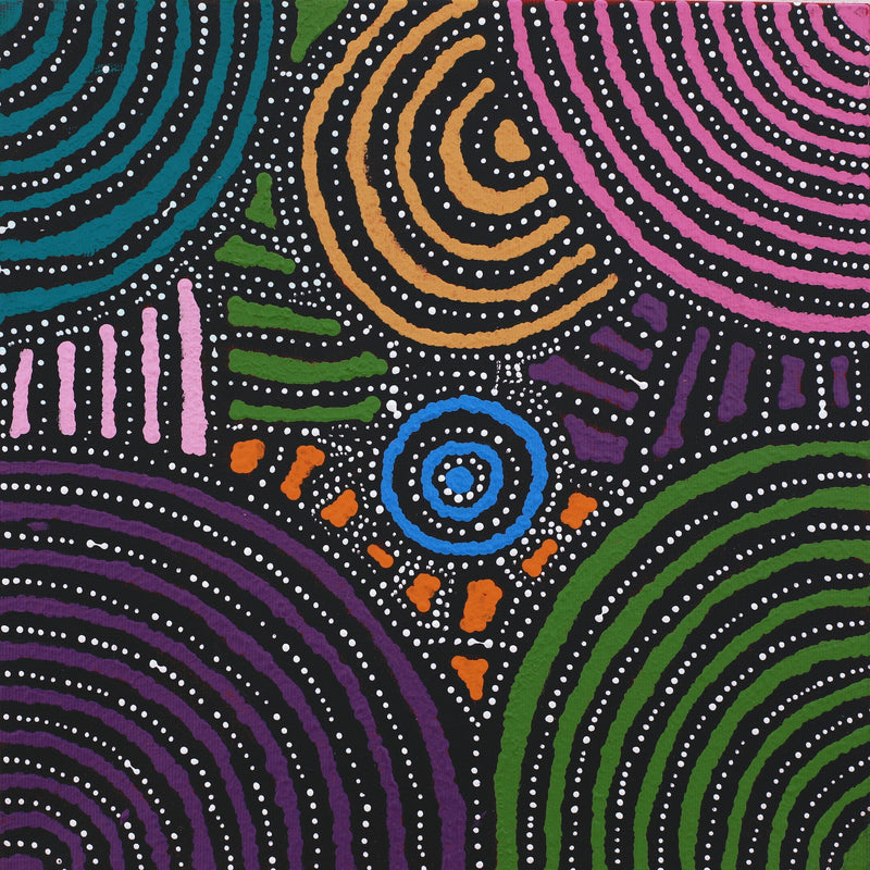 Aboriginal Artwork by Steven Jakamarra Oldfield, Warna Jukurrpa (Snake Dreaming), 30x30cm