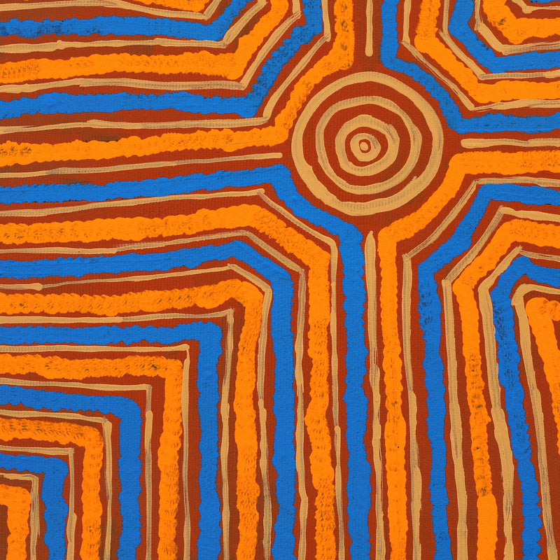 Aboriginal Artwork by Steven Jakamarra Oldfield, Warna Jukurrpa (Snake Dreaming), 30x30cm
