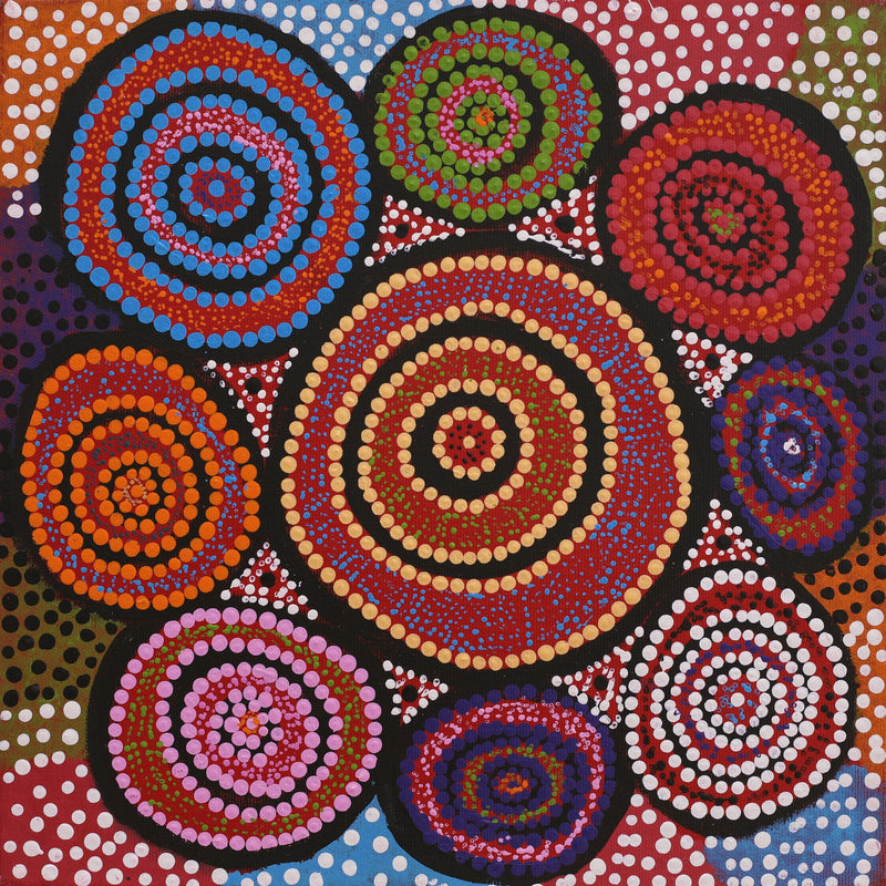 Aboriginal Artwork by Tamika Nangala Cook, Nguru Yurntumu-wana (Country around Yuendumu), 30x30cm