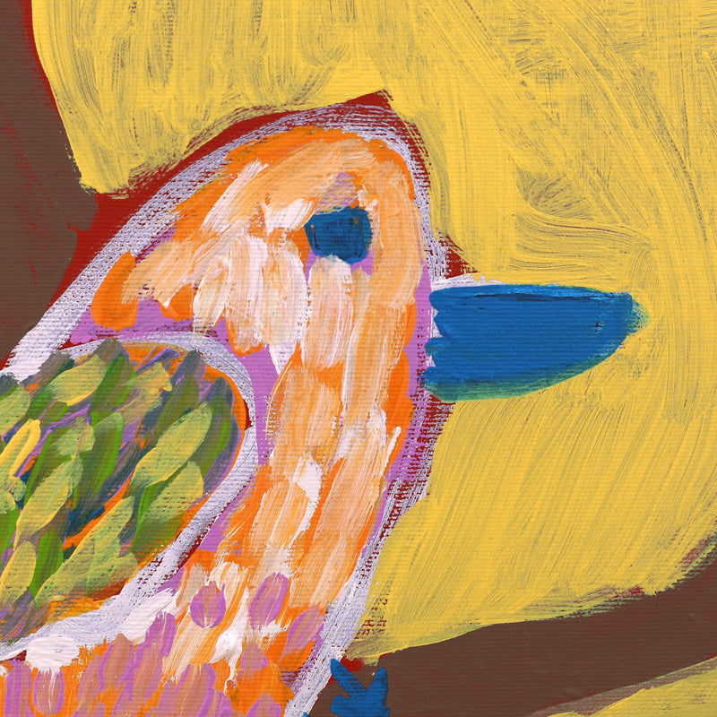 Aboriginal Artwork by Tasha Nampijinpa Collins, Jurlpu kuja kalu nyinami Yurntumu-wana (Birds that live around Yuendumu), 30x30cm