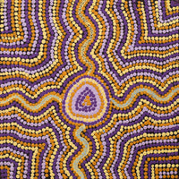 Aboriginal Artwork by Tasha Nampijinpa Collins, Ngapa Jukurrpa (Water Dreaming) - Puyurru, 30x30cm