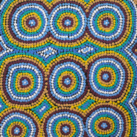 Aboriginal Artwork by Tasha Nampijinpa Collins, Ngapa Jukurrpa (Water Dreaming) - Puyurru, 30x30cm