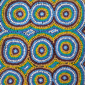 Aboriginal Art by Tasha Nampijinpa Collins, Ngapa Jukurrpa (Water Dreaming) - Puyurru, 30x30cm - ART ARK®