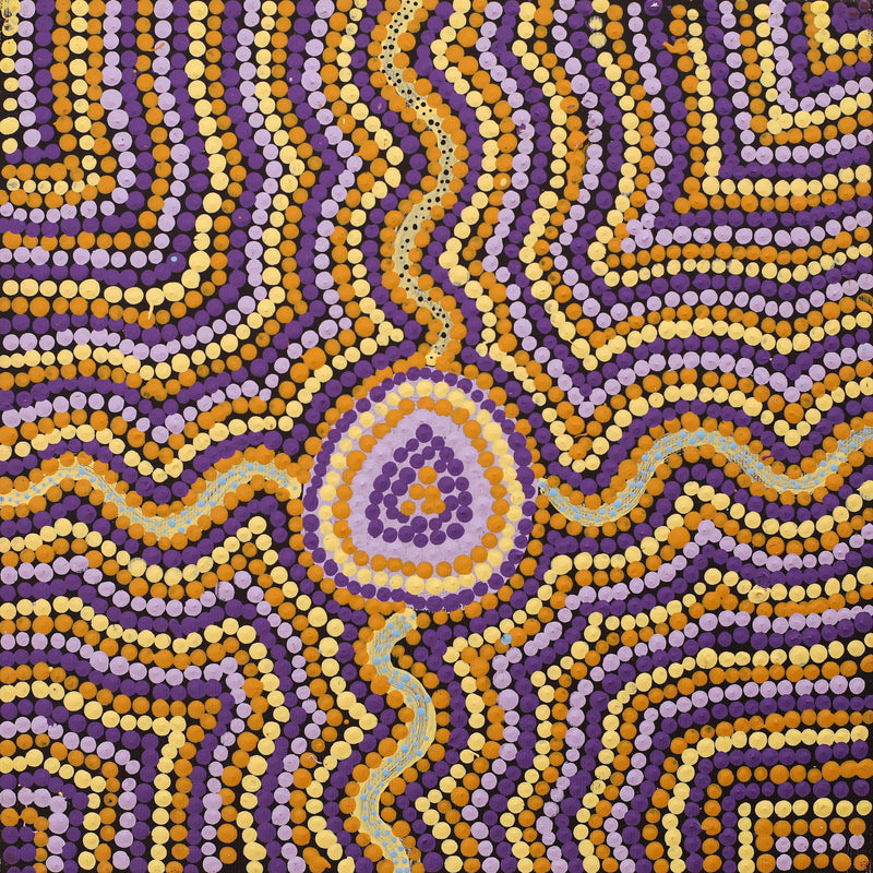 Aboriginal Artwork by Tasha Nampijinpa Collins, Ngapa Jukurrpa (Water Dreaming) - Puyurru, 30x30cm