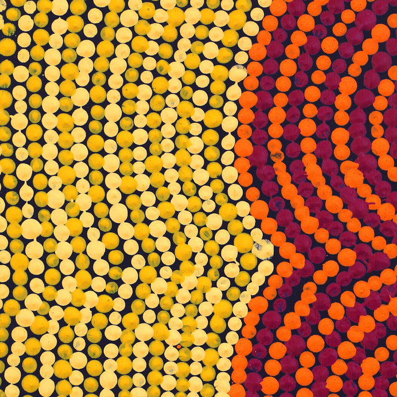Aboriginal Artwork by Tasha Nampijinpa Collins, Ngapa Jukurrpa (Water Dreaming) - Puyurru, 30x30cm
