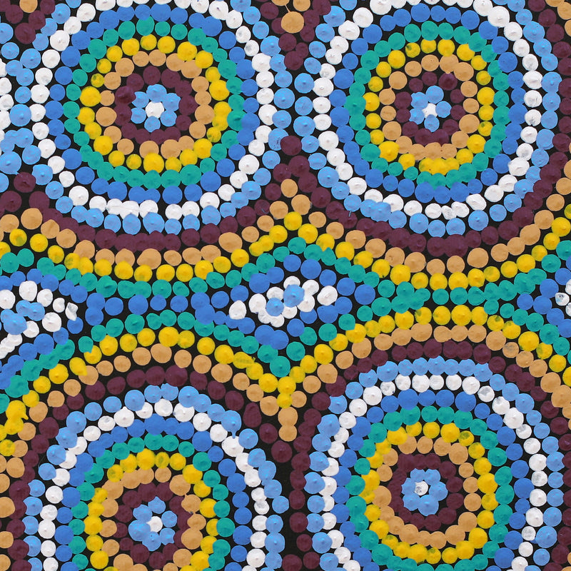 Aboriginal Artwork by Tasha Nampijinpa Collins, Ngapa Jukurrpa (Water Dreaming) - Puyurru, 30x30cm