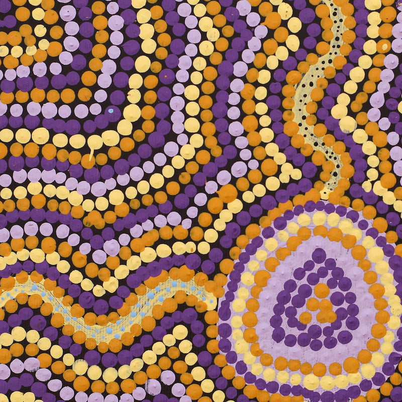 Aboriginal Artwork by Tasha Nampijinpa Collins, Ngapa Jukurrpa (Water Dreaming) - Puyurru, 30x30cm