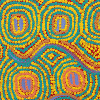 Aboriginal Artwork by Tasha Nampijinpa Collins, Ngapa Jukurrpa (Water Dreaming) - Puyurru, 30x30cm