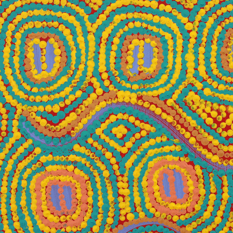 Aboriginal Artwork by Tasha Nampijinpa Collins, Ngapa Jukurrpa (Water Dreaming) - Puyurru, 30x30cm