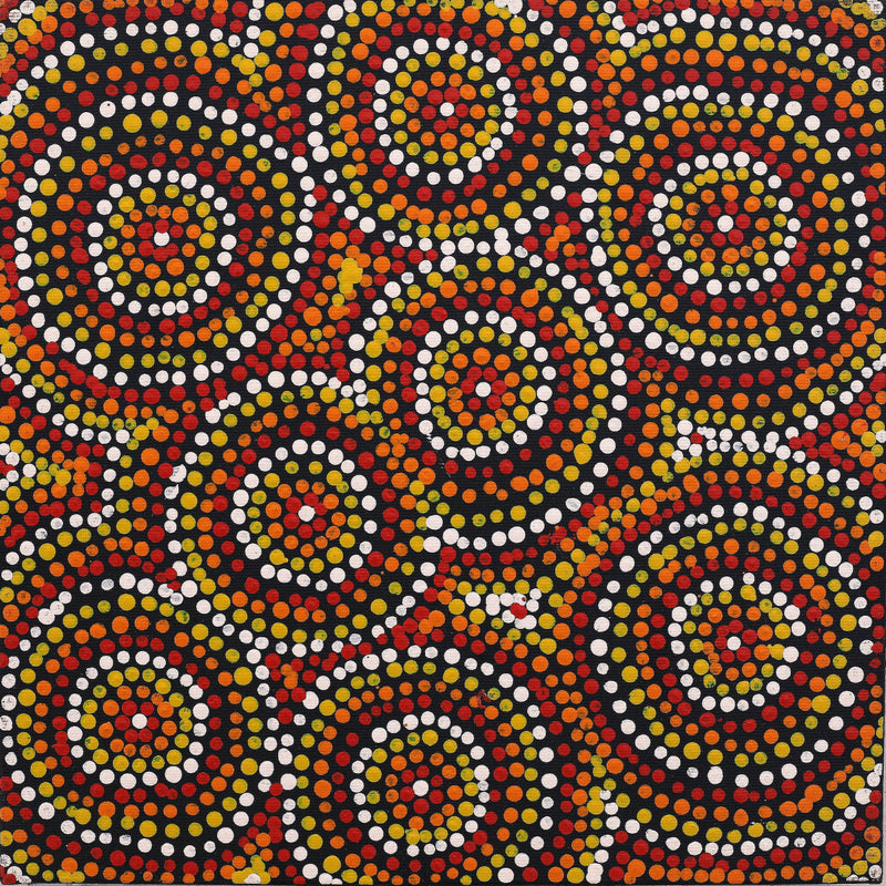 Aboriginal Artwork by Teranie Nangala Williams, Wanakiji Jukurrpa (Bush Tomato Dreaming), 30x30cm