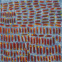 Aboriginal Artwork by Teranie Nangala Williams, Wanakiji Jukurrpa (Bush Tomato Dreaming), 30x30cm