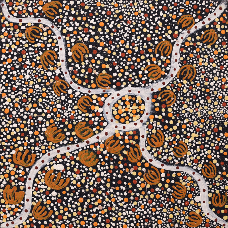 Aboriginal Artwork by Teranie Nangala Williams, Wardapi Jukurrpa (Goanna Dreaming) - Yarripurlangu, 30x30cm