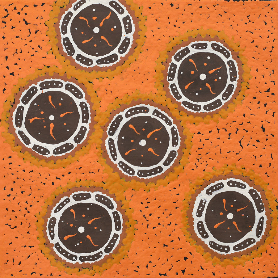 Aboriginal Artwork by Theresa Napurrurla Ross, Pamapardu Jukurrpa (Flying Ant Dreaming) - Warntungurru, 30x30cm