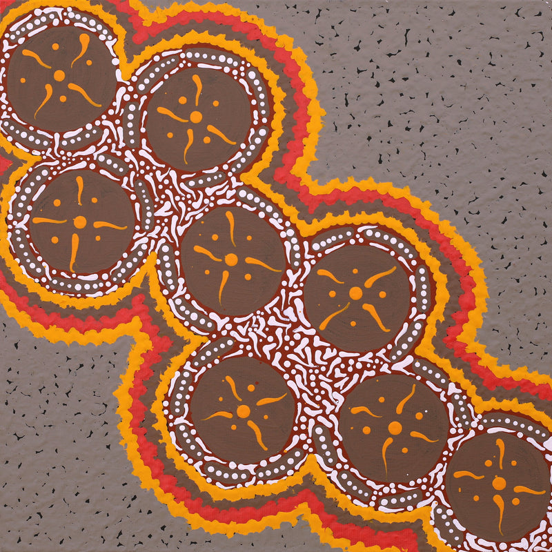 Aboriginal Artwork by Theresa Napurrurla Ross, Pamapardu Jukurrpa (Flying Ant Dreaming) - Warntungurru, 30x30cm