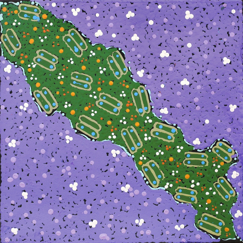 Aboriginal Artwork by Theresa Napurrurla Ross, Pamapardu Jukurrpa (Flying Ant Dreaming) - Warntungurru, 30x30cm