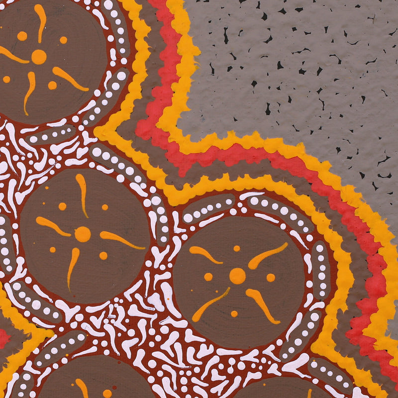 Aboriginal Artwork by Theresa Napurrurla Ross, Pamapardu Jukurrpa (Flying Ant Dreaming) - Warntungurru, 30x30cm
