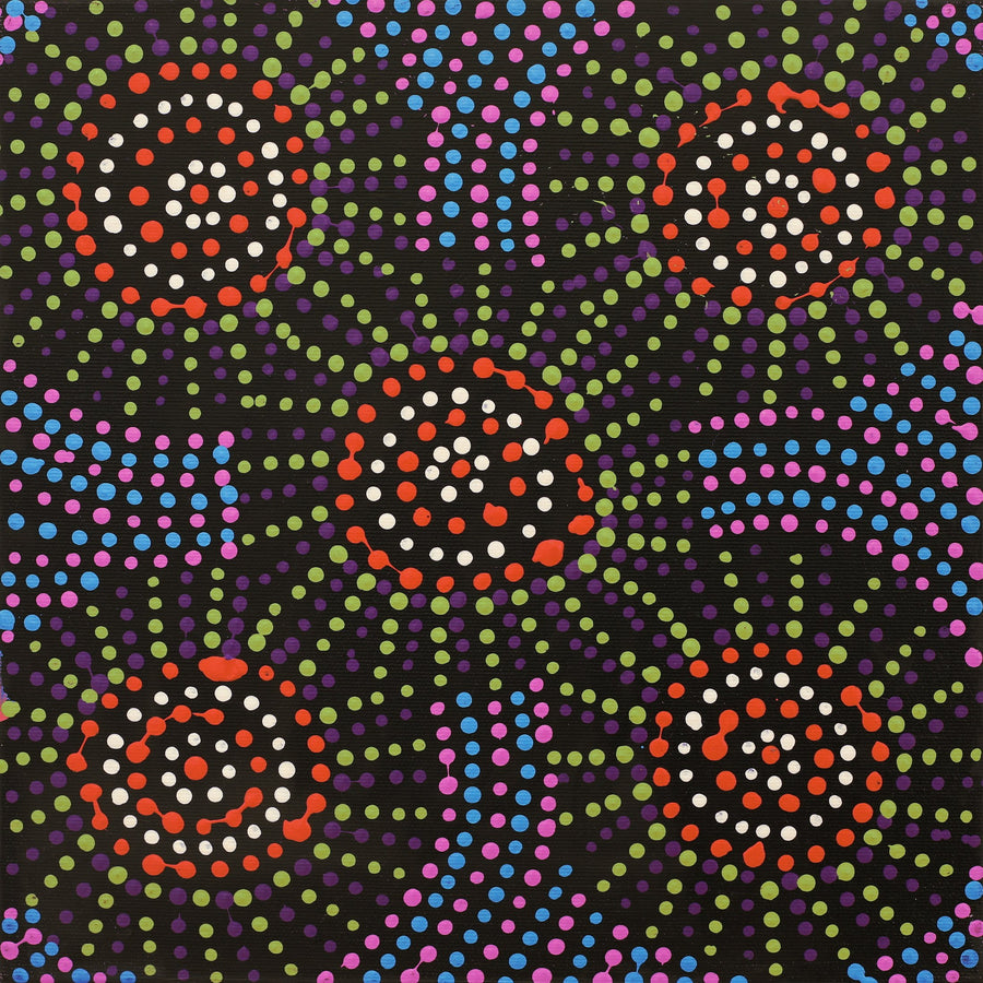 Aboriginal Artwork by Tina Napangardi Martin, Jinti-parnta Jukurrpa, 30x30cm