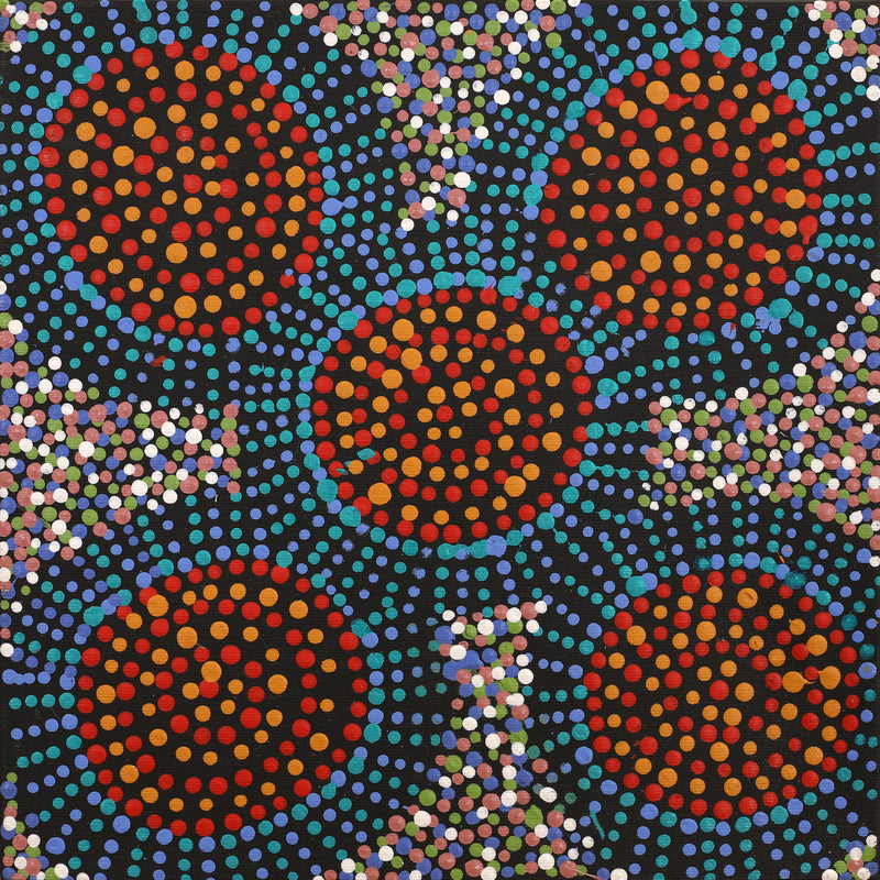 Aboriginal Artwork by Tina Napangardi Martin, Jinti-parnta Jukurrpa, 30x30cm