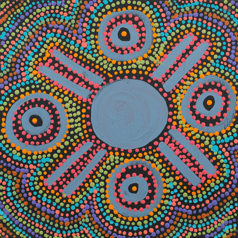 Aboriginal Artwork by Tina Napangardi Martin, Jinti-parnta Jukurrpa, 30x30cm