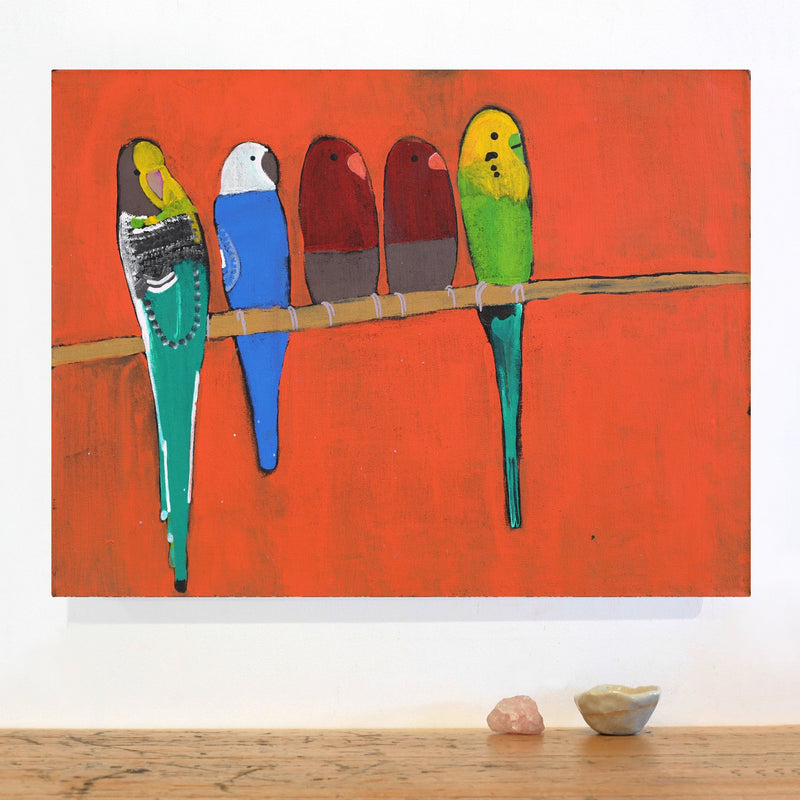 Aboriginal Artwork by Wilma Napangardi Poulson, Birds that live around Yuendumu, 61x46cm