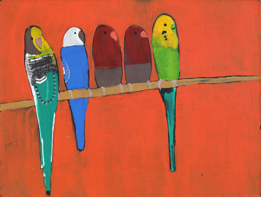 Aboriginal Artwork by Wilma Napangardi Poulson, Birds that live around Yuendumu, 61x46cm