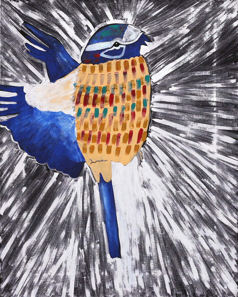 Aboriginal Artwork by Wilma Napangardi Poulson, Birds that live around Yuendumu, 76x61cm