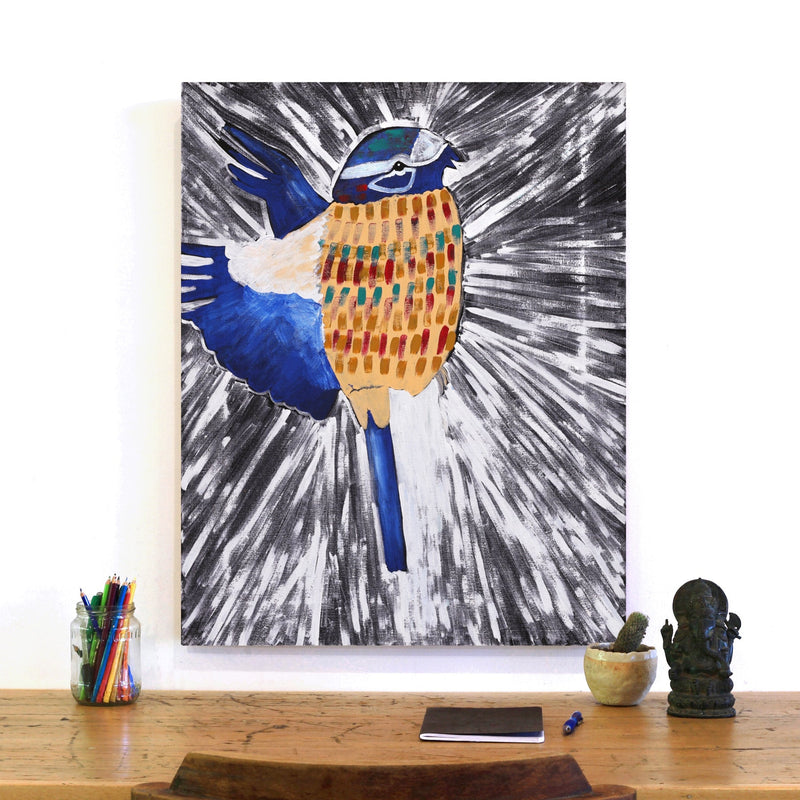 Aboriginal Artwork by Wilma Napangardi Poulson, Birds that live around Yuendumu, 76x61cm