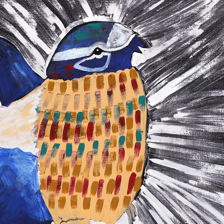 Aboriginal Artwork by Wilma Napangardi Poulson, Birds that live around Yuendumu, 76x61cm