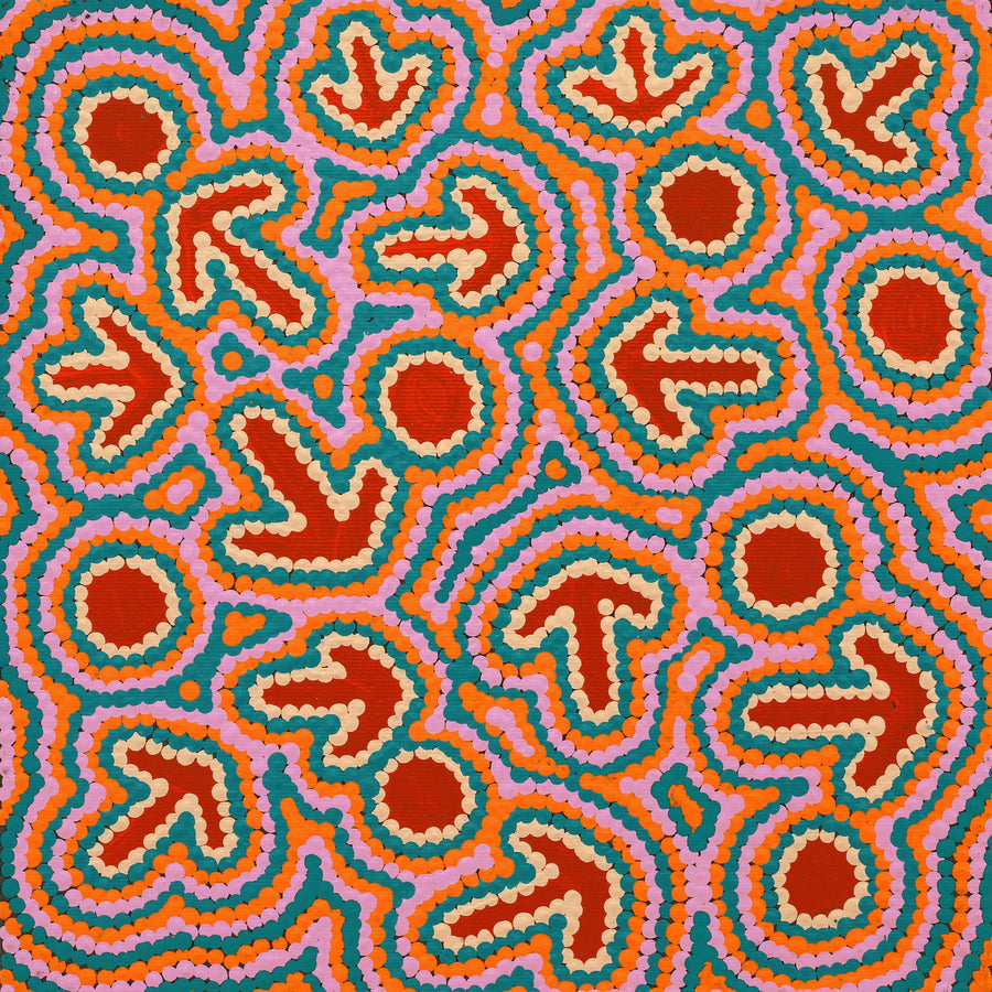Aboriginal Artwork by Zenaida Nampijinpa Gallagher, Yankirri Jukurrpa (Emu Dreaming) - Ngarlikurlangu, 30x30cm