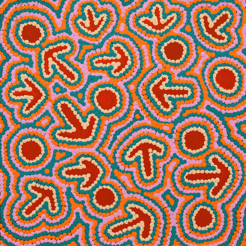 Aboriginal Art by Zenaida Nampijinpa Gallagher, Yankirri Jukurrpa (Emu Dreaming) - Ngarlikurlangu, 30x30cm - ART ARK®