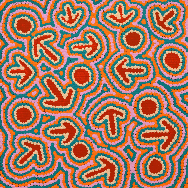 Aboriginal Artwork by Zenaida Nampijinpa Gallagher, Yankirri Jukurrpa (Emu Dreaming) - Ngarlikurlangu, 30x30cm