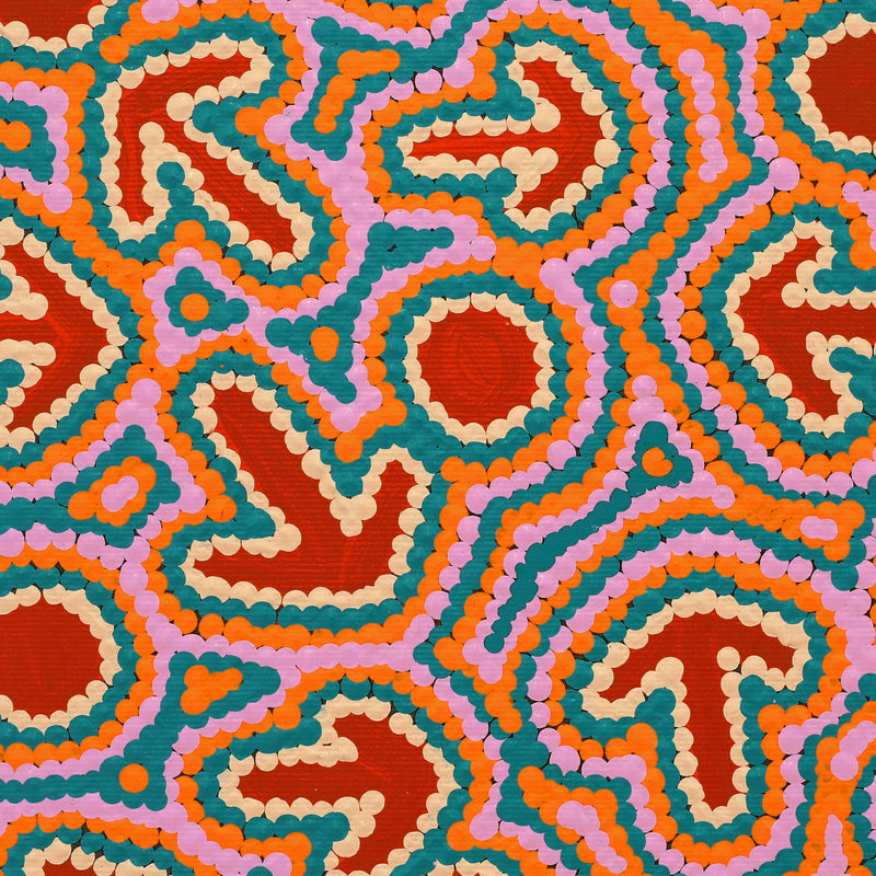 Aboriginal Artwork by Zenaida Nampijinpa Gallagher, Yankirri Jukurrpa (Emu Dreaming) - Ngarlikurlangu, 30x30cm