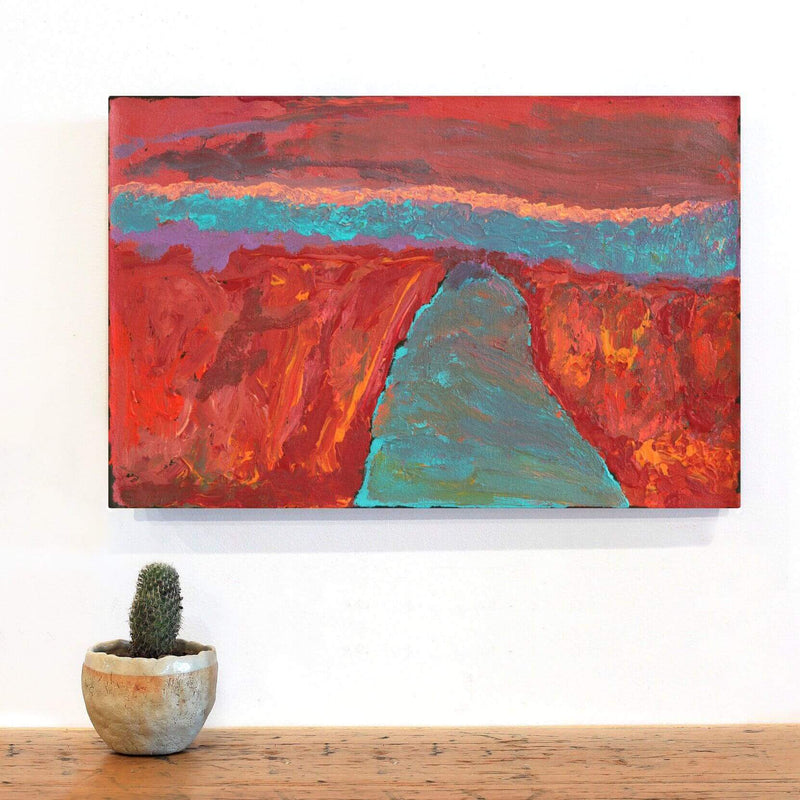 Aboriginal Artwork by Adrian Jangala Robinson, Nguru Nyirrpi-wana (Country around Nyirrpi), 46x30cm