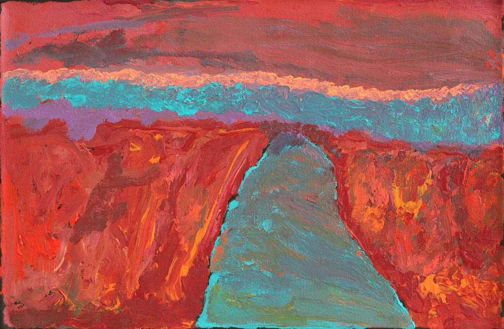 Aboriginal Artwork by Adrian Jangala Robinson, Nguru Nyirrpi-wana (Country around Nyirrpi), 46x30cm