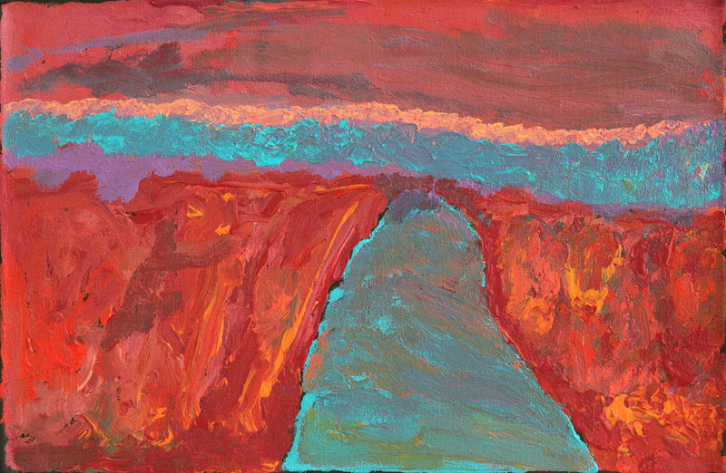 Aboriginal Artwork by Adrian Jangala Robinson, Nguru Nyirrpi-wana (Country around Nyirrpi), 46x30cm