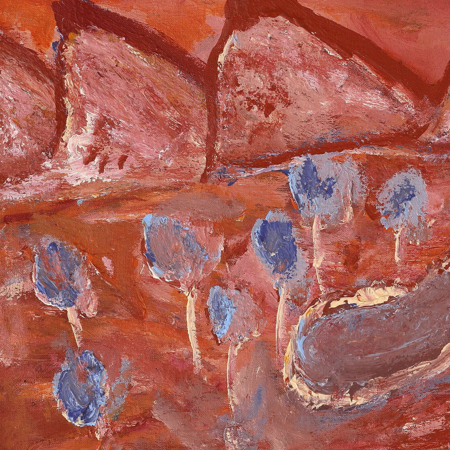 Aboriginal Artwork by Adrian Jangala Robinson, Nguru Nyirrpi-wana (Country around Nyirrpi), 61x46cm