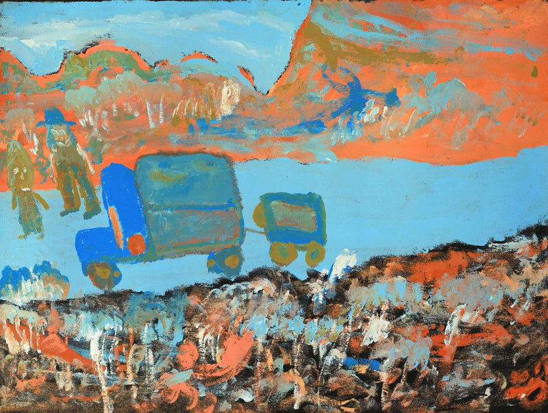 Aboriginal Artwork by Adrian Jangala Robinson, Patterns of the Landscape around Yuendumu, 61x46cm