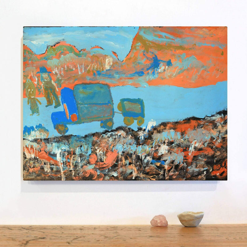 Aboriginal Artwork by Adrian Jangala Robinson, Patterns of the Landscape around Yuendumu, 61x46cm