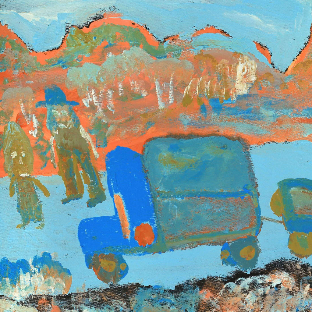 Aboriginal Artwork by Adrian Jangala Robinson, Patterns of the Landscape around Yuendumu, 61x46cm