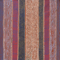 Aboriginal Artwork by Agnes Nampijinpa Fry, Ngapa Jukurrpa (Water Dreaming) - Puyurru, 107x107cm