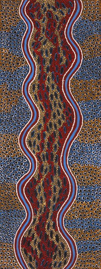 Aboriginal Artwork by Agnes Nampijinpa Fry, Pamapardu Jukurrpa (Flying Ant Dreaming) - Warntungurru, 122x46cm