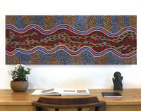 Aboriginal Artwork by Agnes Nampijinpa Fry, Pamapardu Jukurrpa (Flying Ant Dreaming) - Warntungurru, 122x46cm