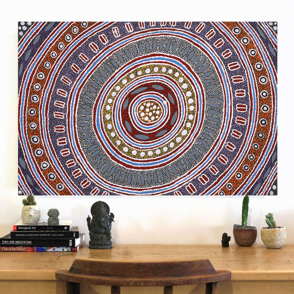 Aboriginal Artwork by Agnes Nampijinpa Fry, Pamapardu Jukurrpa (Flying Ant Dreaming) - Warntungurru, 91x61cm