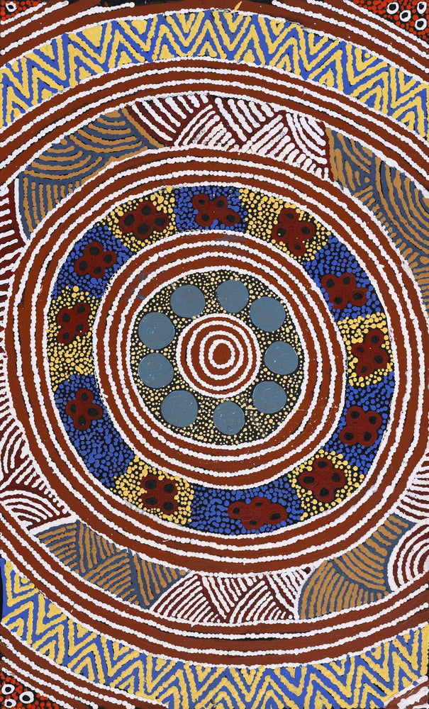 Aboriginal Artwork by Agnes Nampijinpa Fry, Pirlarla Jukurrpa (Dogwood Tree Bean Dreaming), 76x46cm