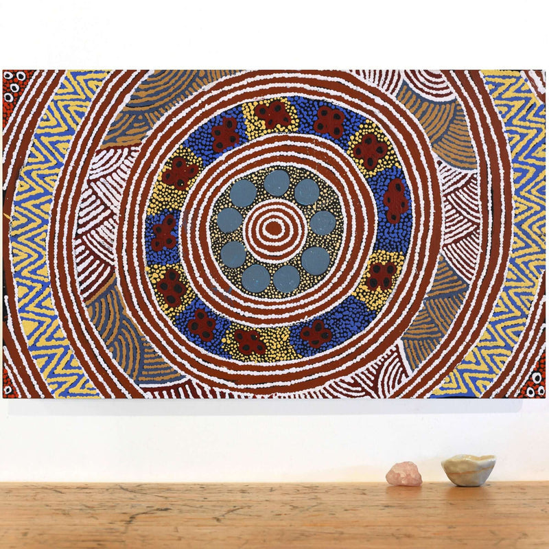 Aboriginal Artwork by Agnes Nampijinpa Fry, Pirlarla Jukurrpa (Dogwood Tree Bean Dreaming), 76x46cm