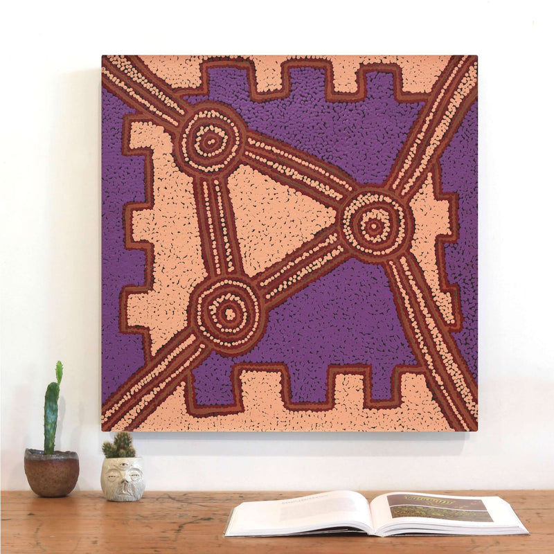 Aboriginal Artwork by Alana Nakamarra Gibson, Lukarrara Jukurrpa, 61x61cm
