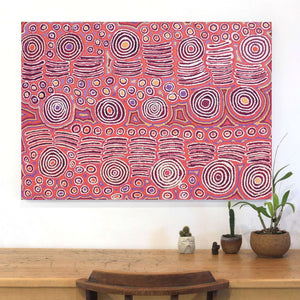 Aboriginal Art by Alice Nampijinpa Michaels, Lappi Lappi Jukurrpa, 107x76cm - ART ARK®