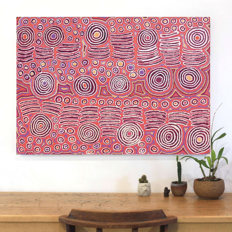 Aboriginal Artwork by Alice Nampijinpa Michaels, Lappi Lappi Jukurrpa, 107x76cm